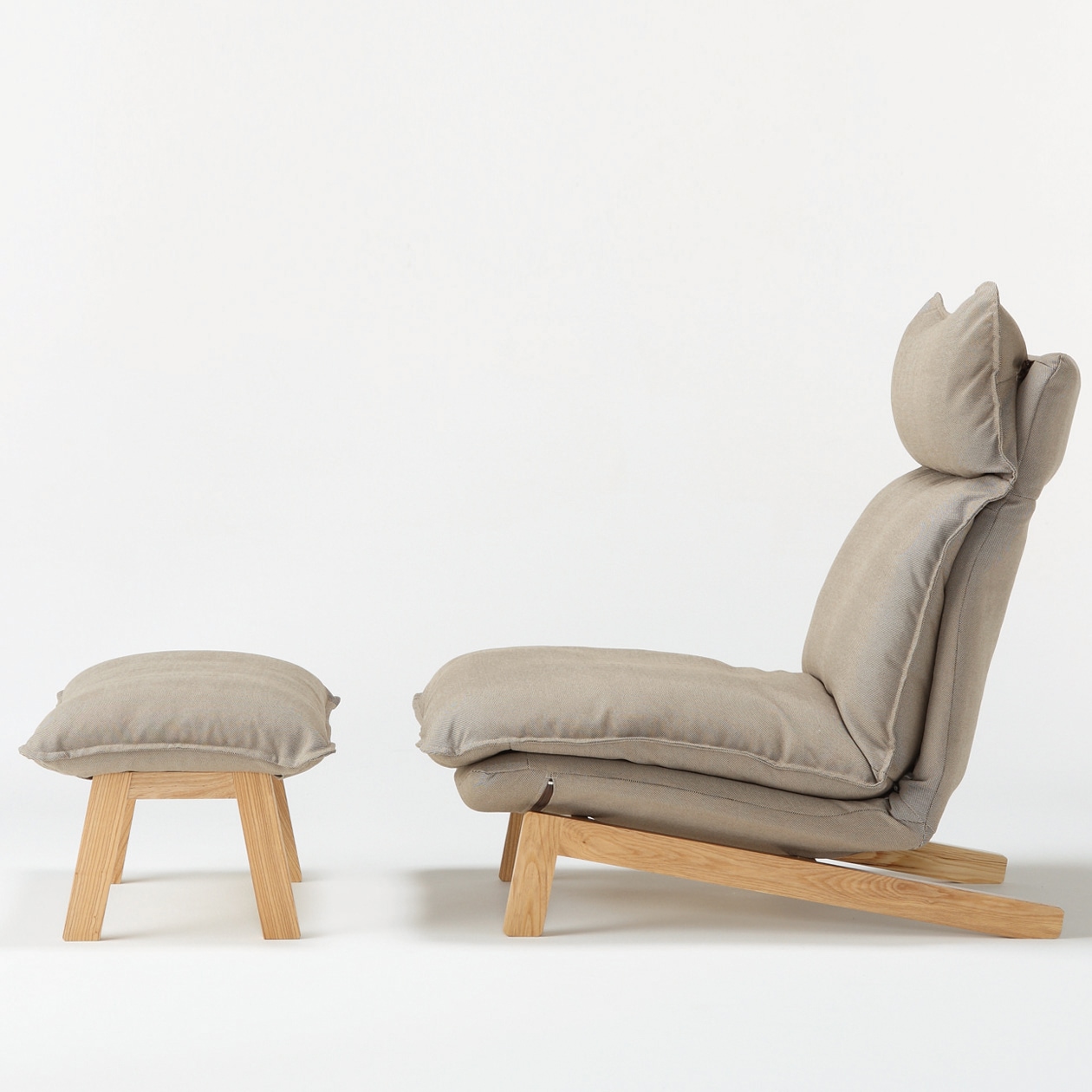 ハイバックリクライニングソファ・ポリエステル平織／グレーベージュ・１シーター