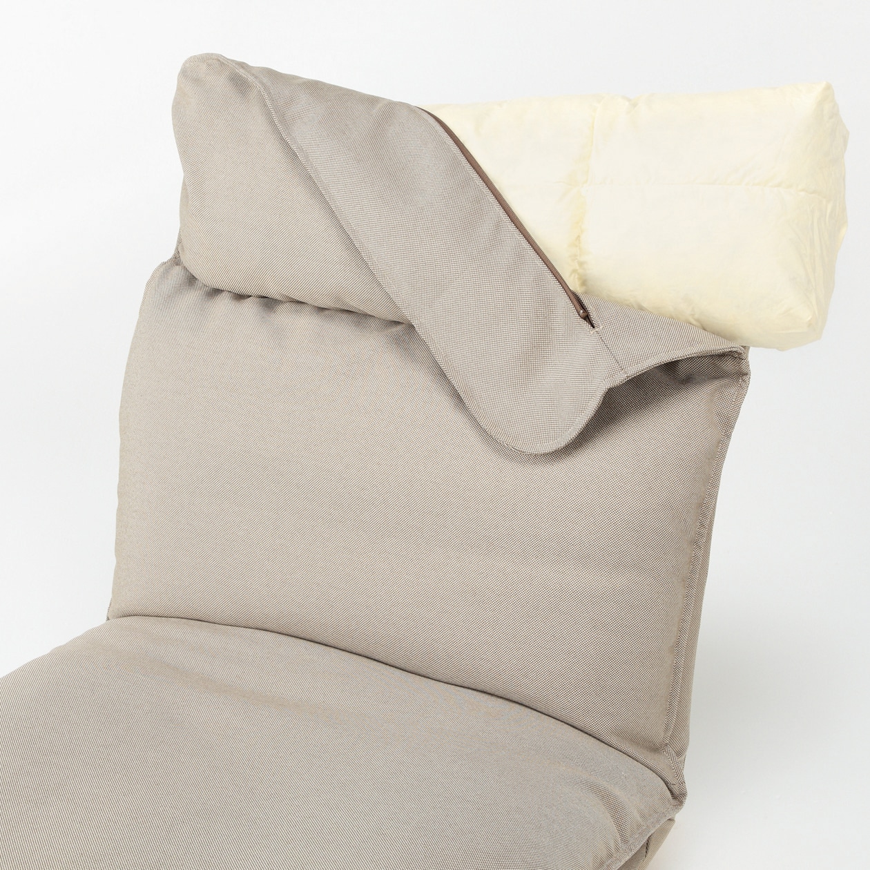 ハイバックリクライニングソファ・ポリエステル平織／グレーベージュ・１シーター