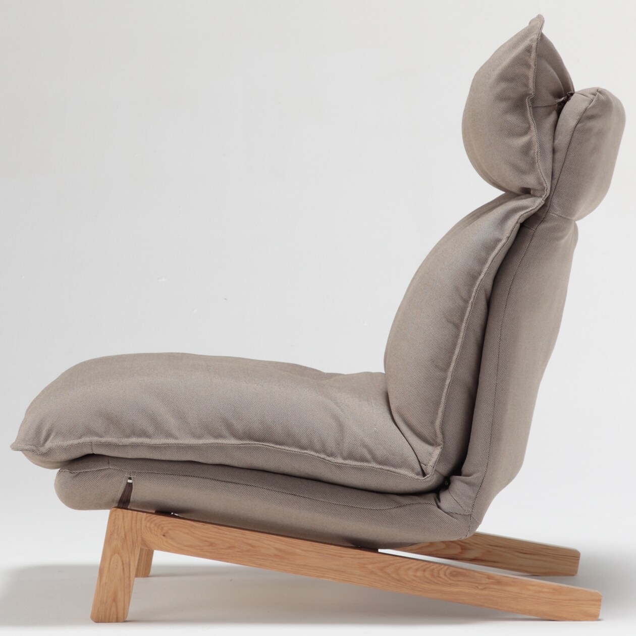 ハイバックリクライニングソファ・ポリエステル平織／グレーベージュ・１シーター