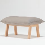 ハイバックリクライニングソファ・ポリエステル平織／グレーベージュ・オットマン