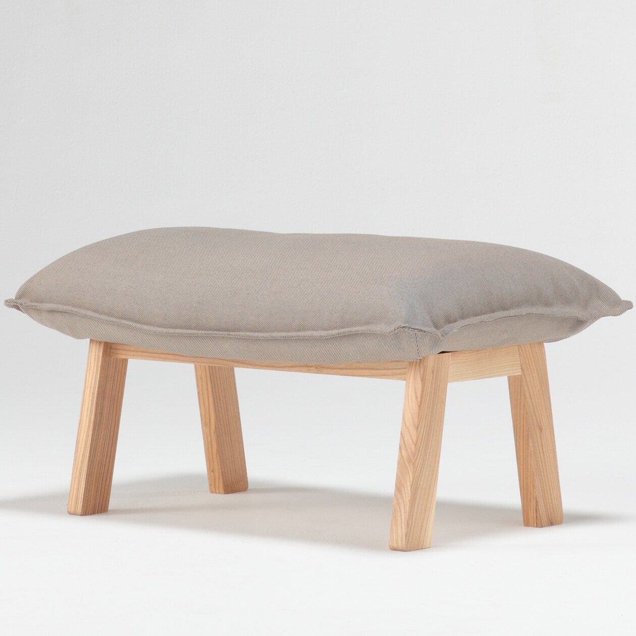 ハイバックリクライニングソファ・ポリエステル平織／グレーベージュ・オットマン