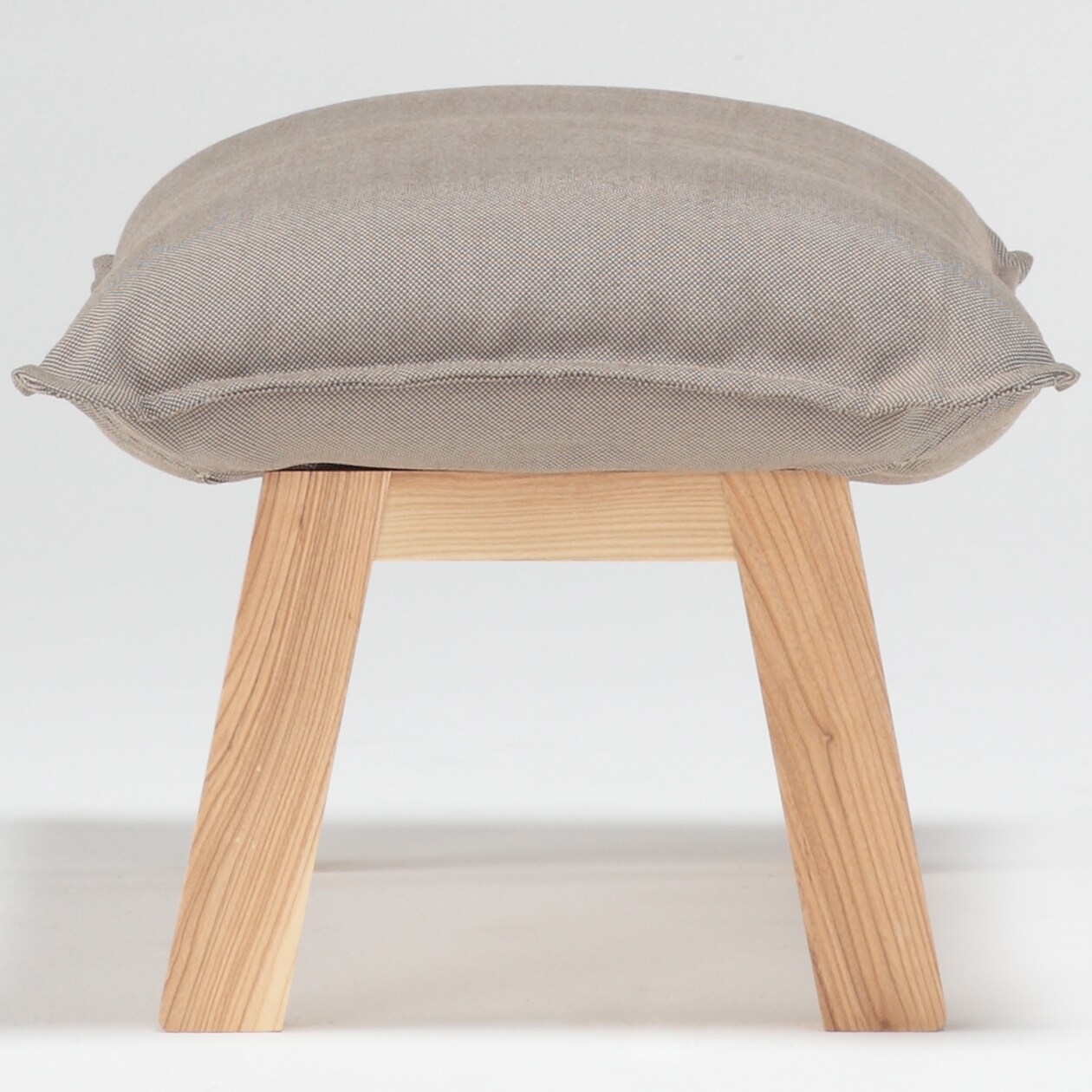 ハイバックリクライニングソファ・ポリエステル平織／グレーベージュ・オットマン