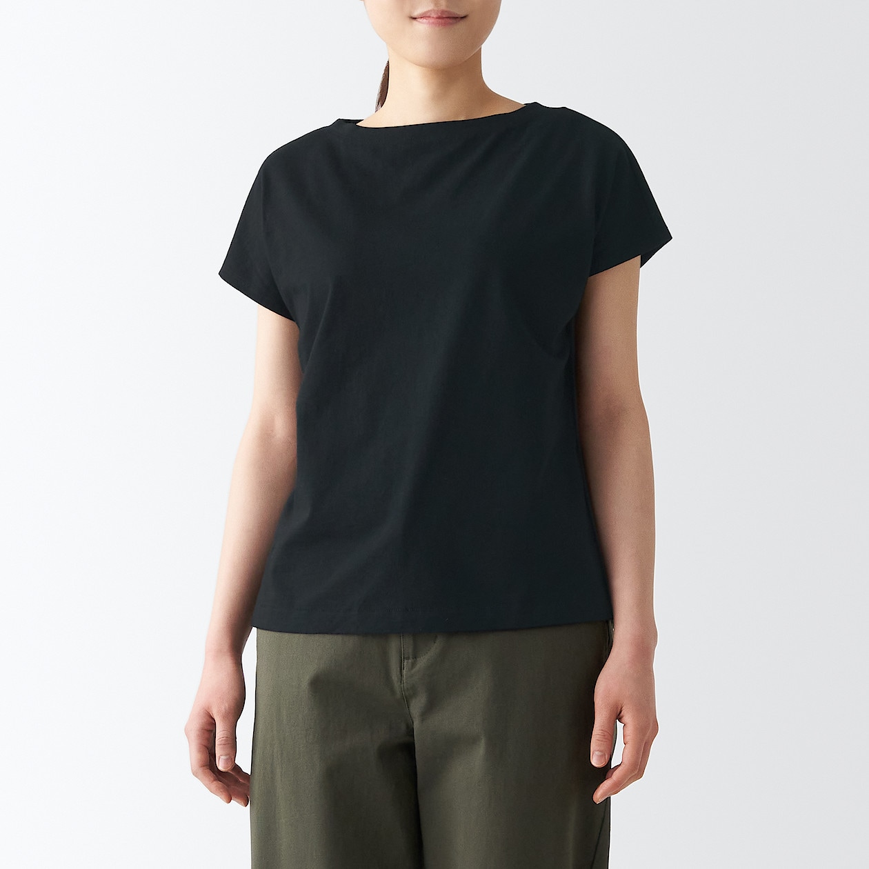 ムラ糸天竺編みフレンチスリーブｔシャツ 婦人ｍ 黒 Tシャツ カットソー 半袖 婦人 レディース 通販 無印良品