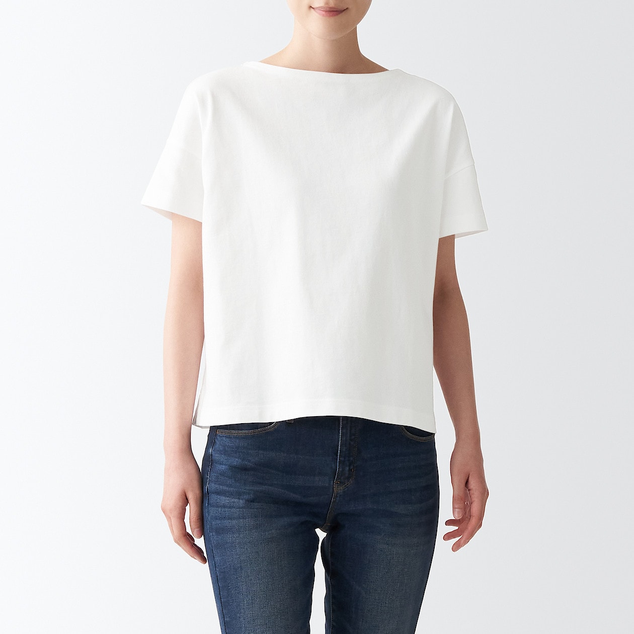 太番手天竺編みボートネックｔシャツ ｍ ｌ 白 Tシャツ カットソー 半袖 婦人 レディース 通販 無印良品