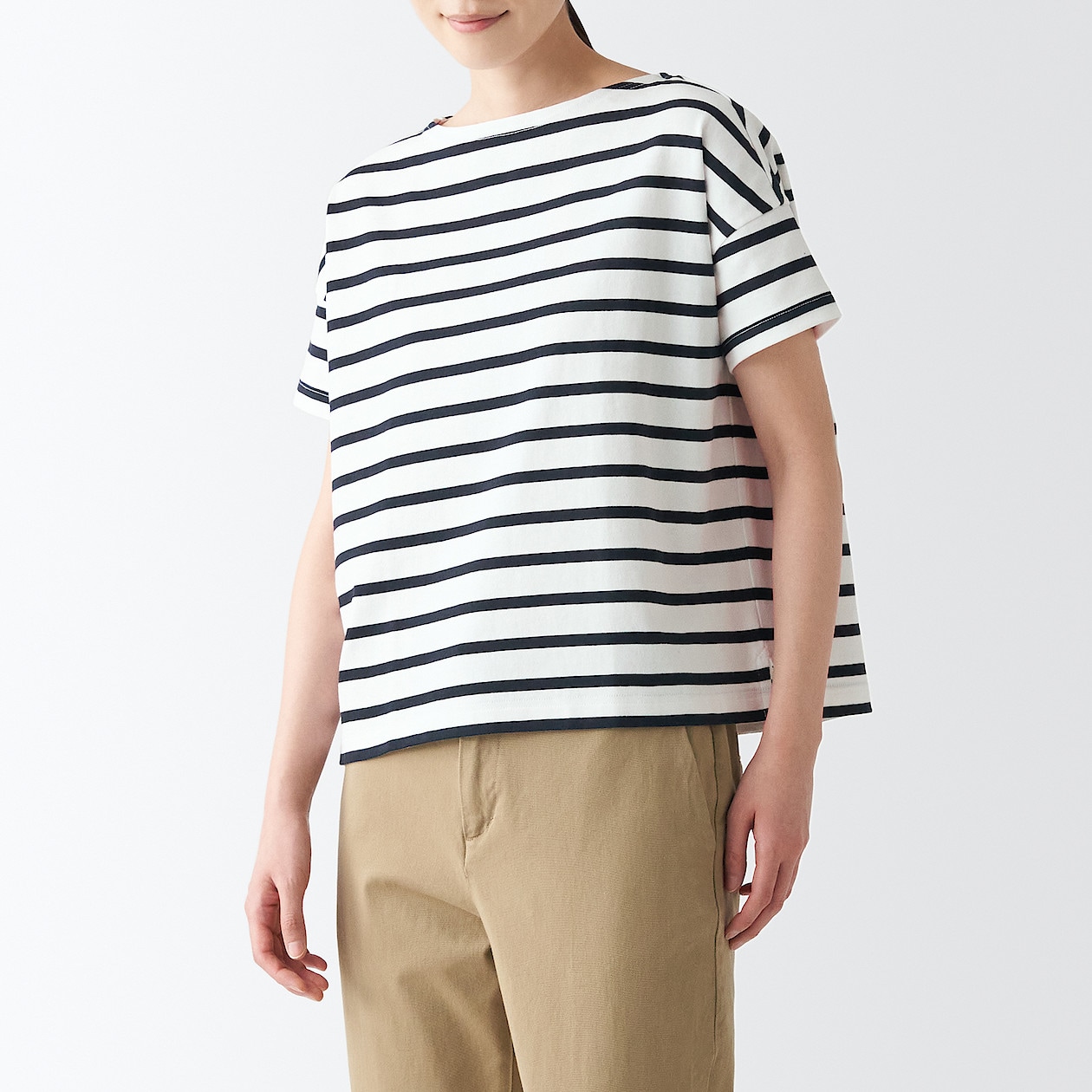 太番手天竺編みボートネックｔシャツ ｘｓ ｓ 白柄 Tシャツ カットソー 半袖 婦人 レディース 通販 無印良品