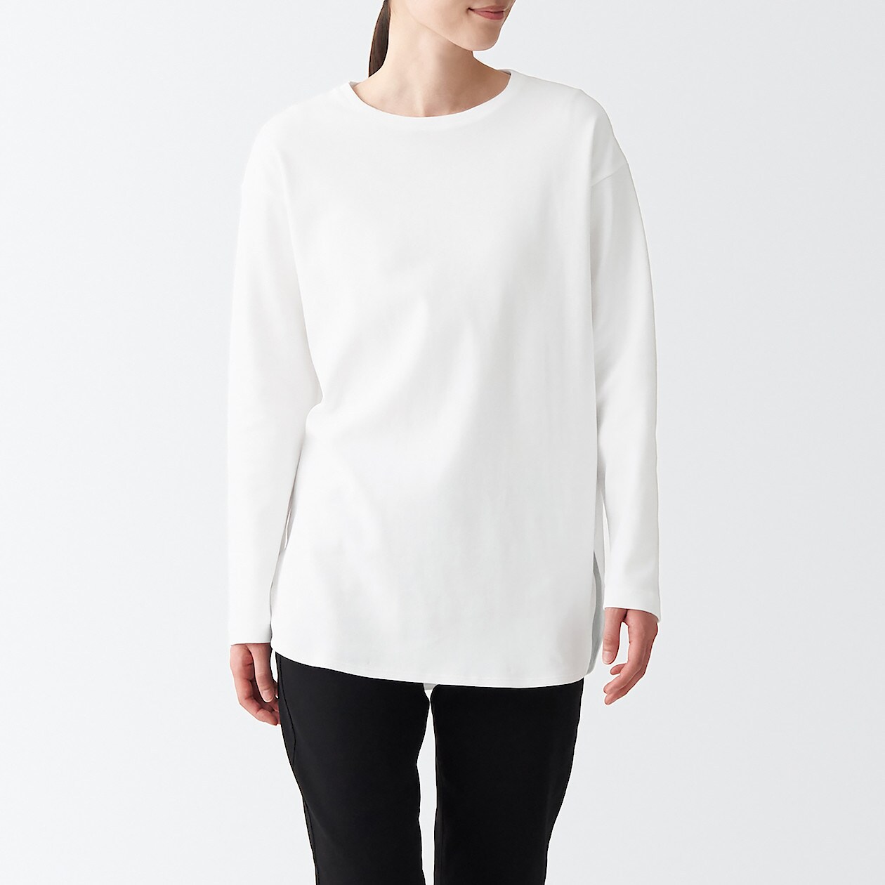 スムース編みロング丈長袖ｔシャツ ｍ ｌ 白 Tシャツ カットソー 長袖 婦人 レディース 通販 無印良品