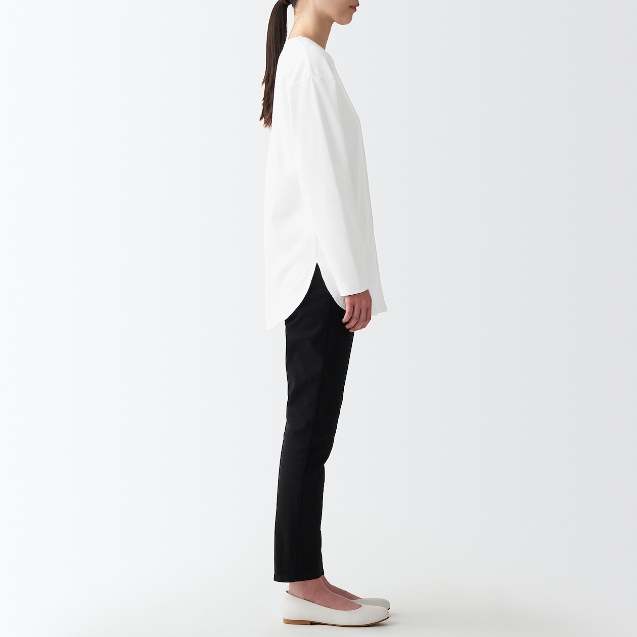 スムース編みロング丈長袖Ｔシャツ ＸＳ～Ｓ・白 | Tシャツ・カットソー（長袖） | 婦人・レディース 通販 | 無印良品