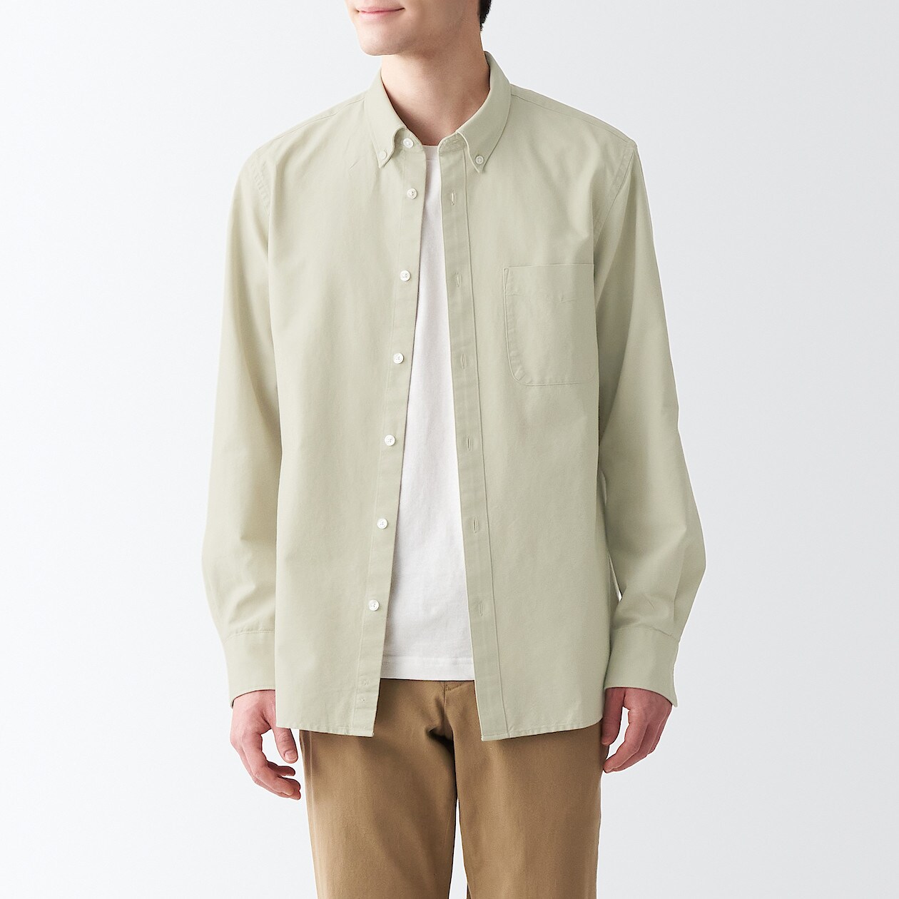 洗いざらしオックスボタンダウンシャツ 紳士ｘｓ ペールグリーン シャツ 紳士 メンズ 通販 無印良品