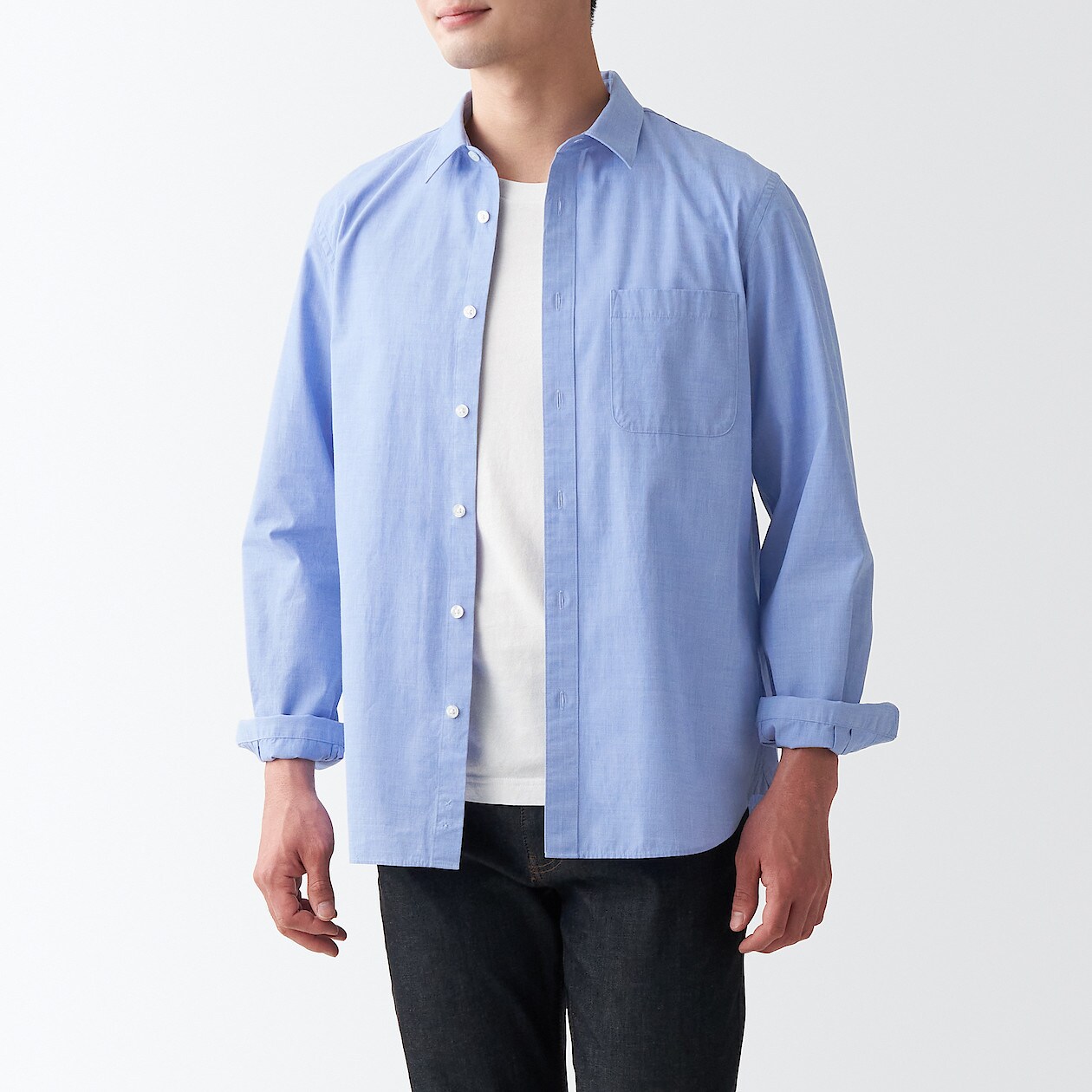 洗いざらしブロードシャツ 紳士ｘｓ サックスブルー シャツ 紳士服 メンズウェア 通販 無印良品