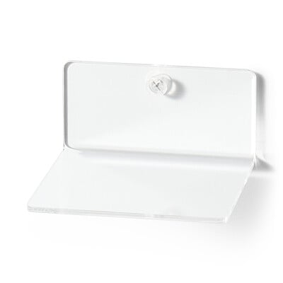 壁に付けられるアクリルディスプレイ　Ｌ字型　約幅１０×奥行１０×高さ５ｃｍ　石こうボード用