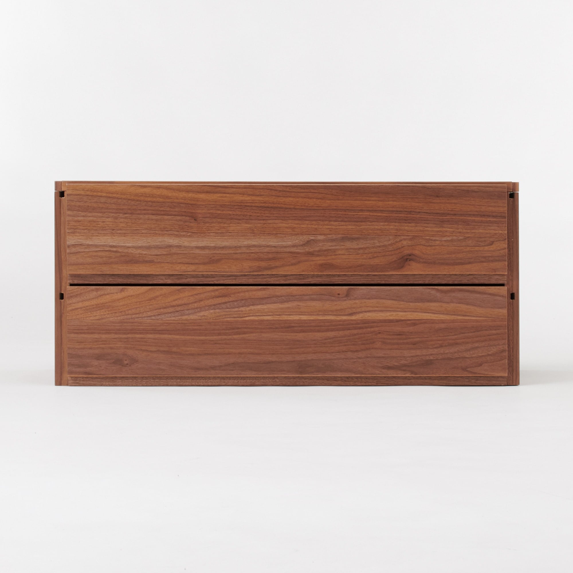 スチールユニットシェルフ用　ボックス　引出し２段　ウォールナット材突板