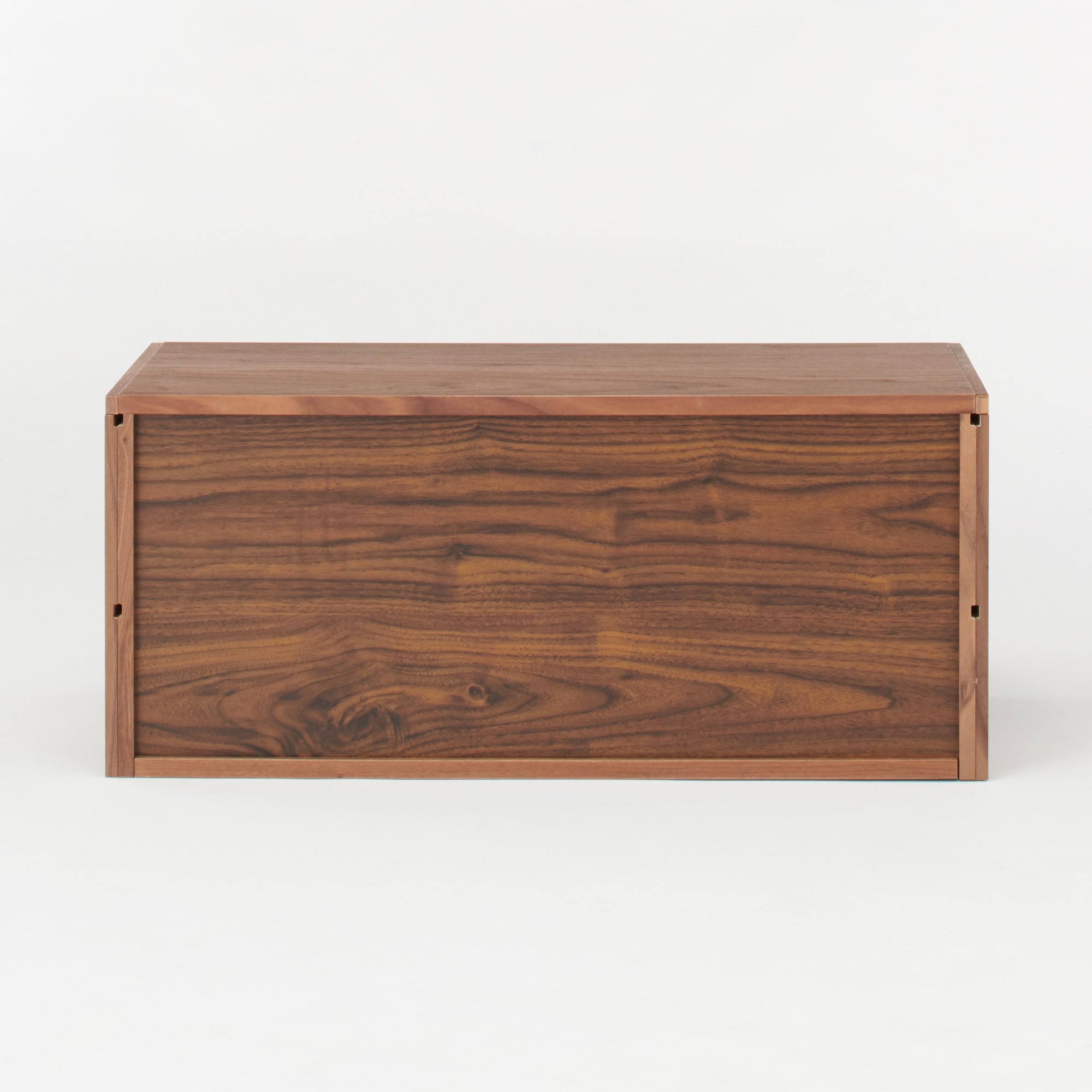 スチールユニットシェルフ用　ボックス　引出し２段　ウォールナット材突板