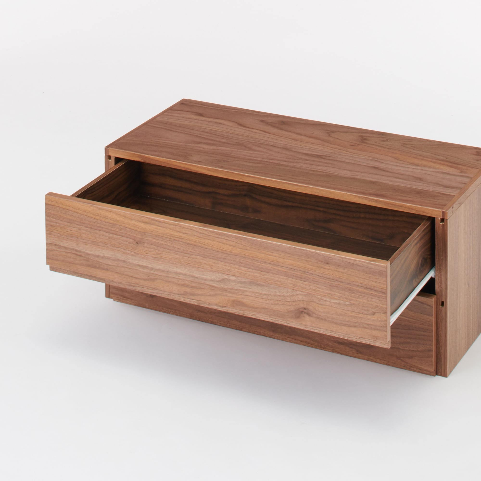 スチールユニットシェルフ用　ボックス　引出し２段　ウォールナット材突板