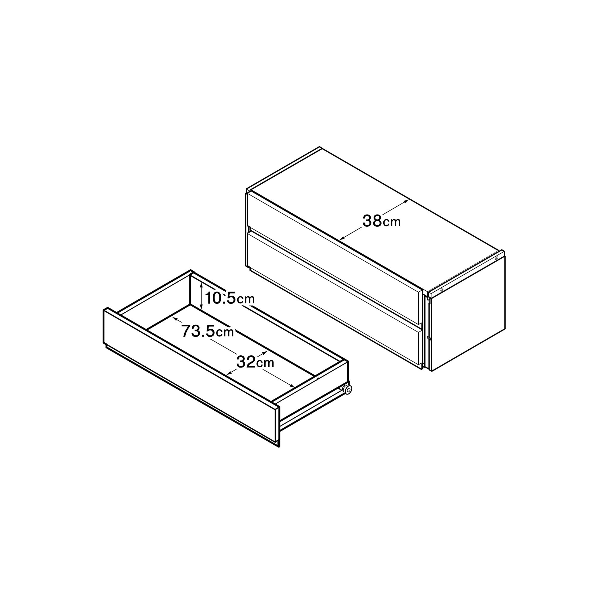 スチールユニットシェルフ用　ボックス　引出し２段　ウォールナット材突板