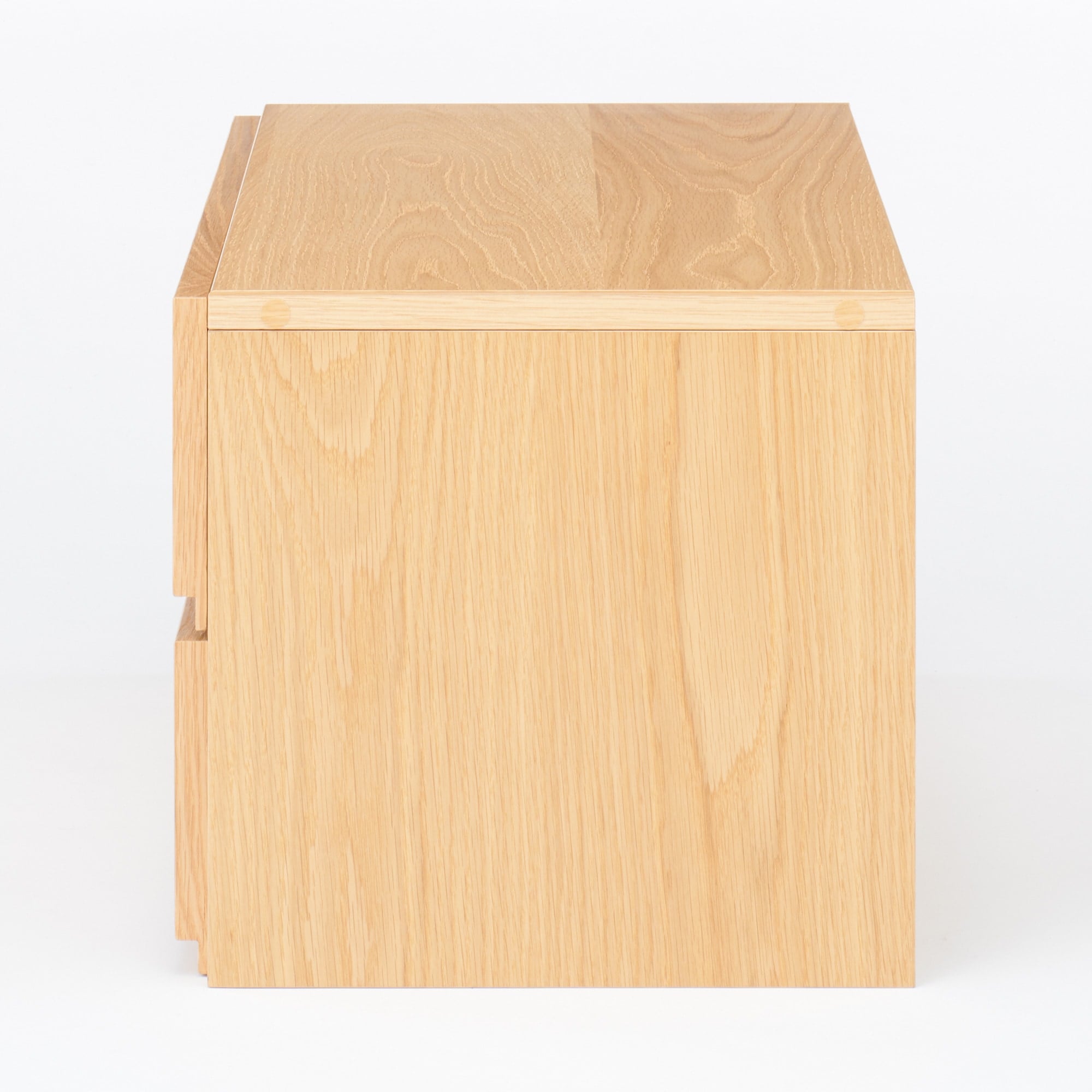 スチールユニットシェルフ用　ボックス　引出し２段　オーク材突板