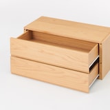 スチールユニットシェルフ用　ボックス　引出し２段　オーク材突板