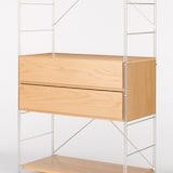 スチールユニットシェルフ用　ボックス　引出し２段　オーク材突板