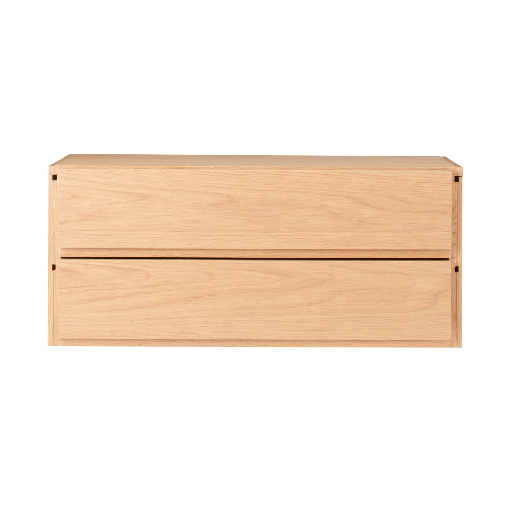 スチールユニットシェルフ用　ボックス　引出し２段　オーク材突板