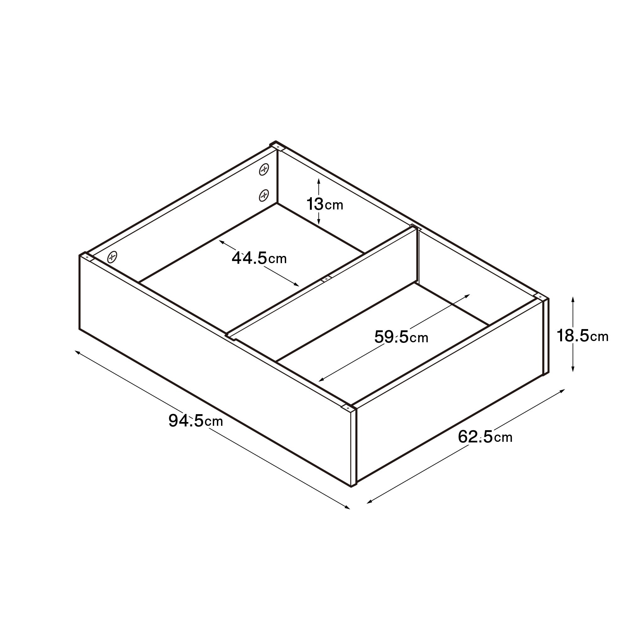 木製ベッド用下収納ボックス仕切り付き