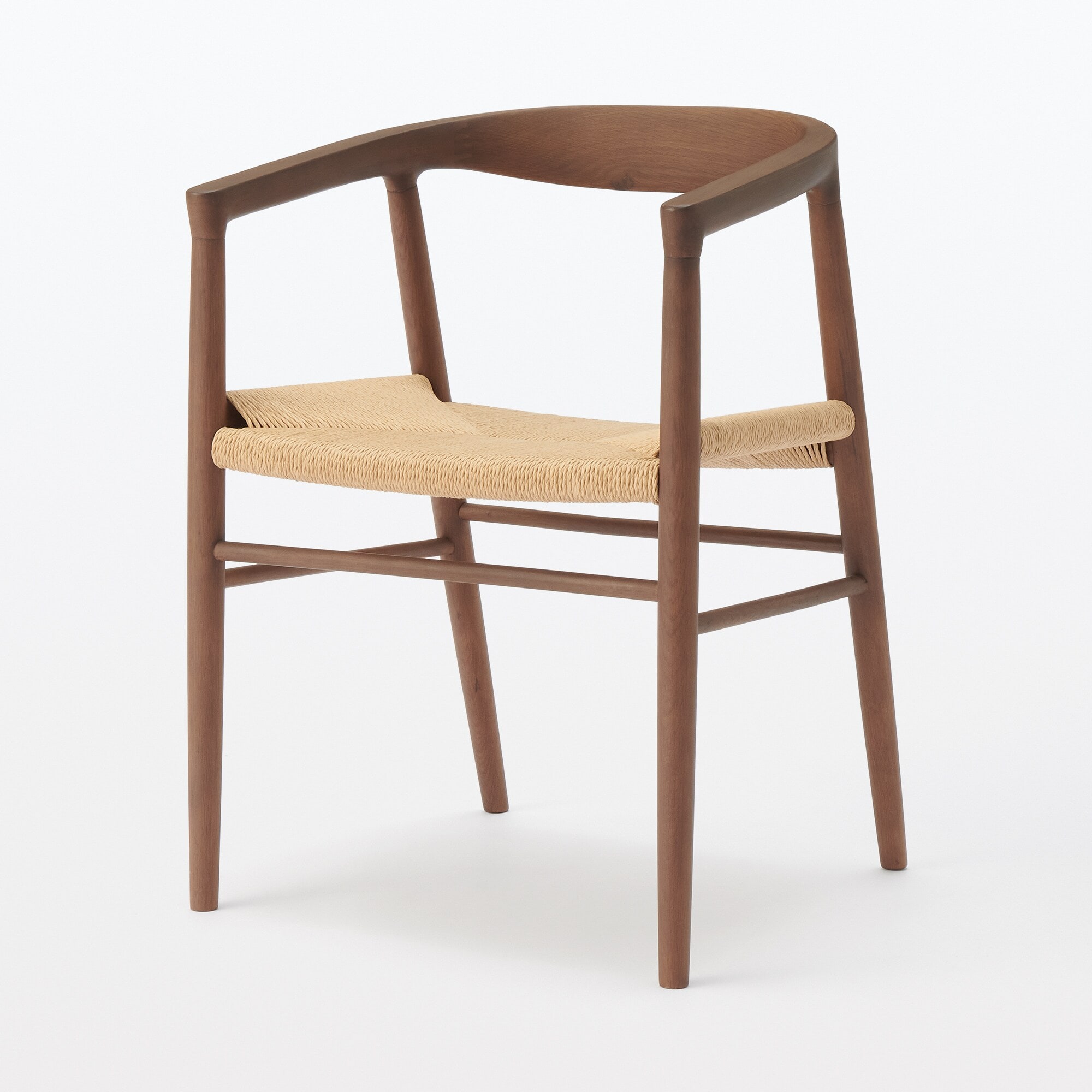 オーク材ペーパーコードアームチェア　ブラウン