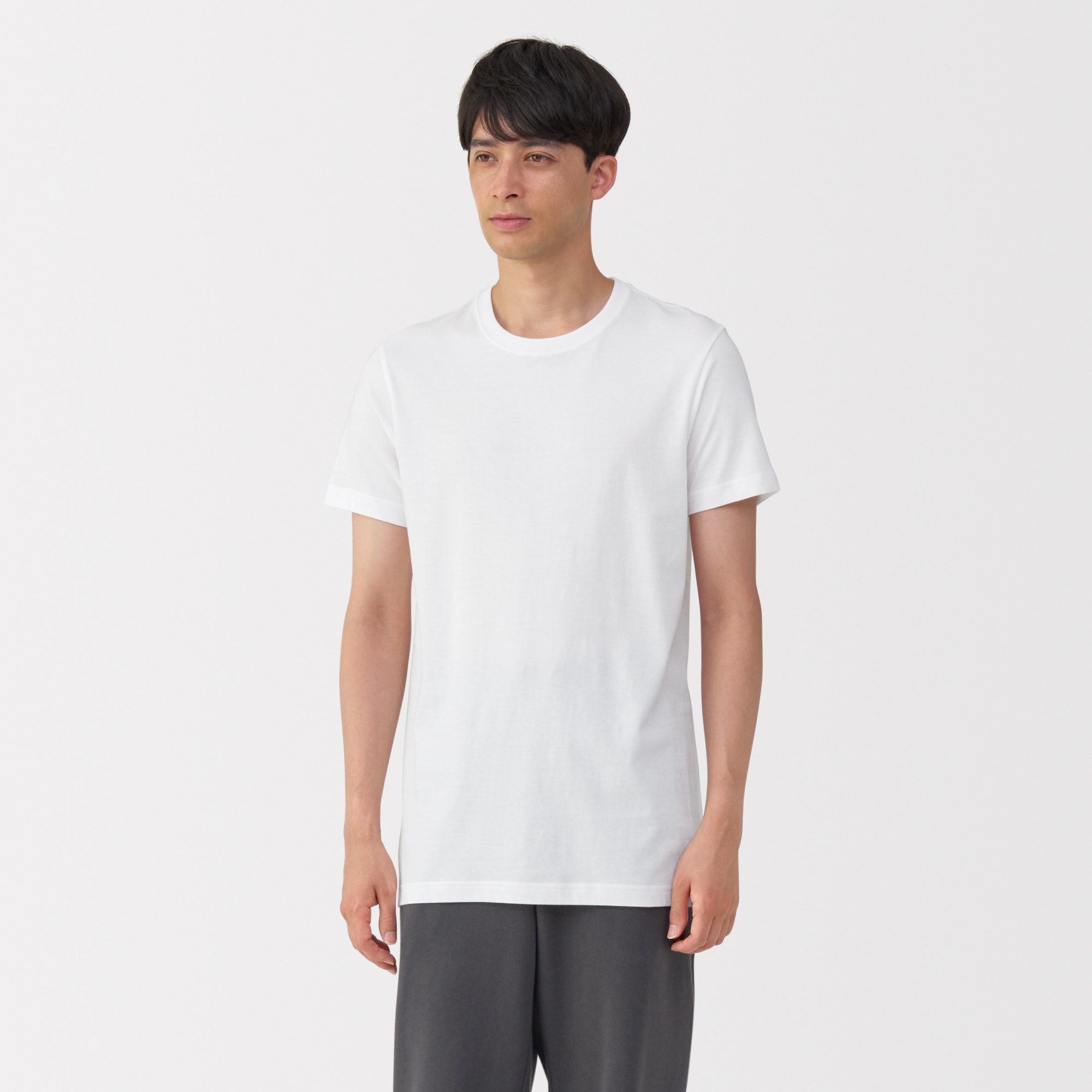 紳士 脇に縫い目のない 2枚組 クルーネック半袖Tシャツ | 無印良品