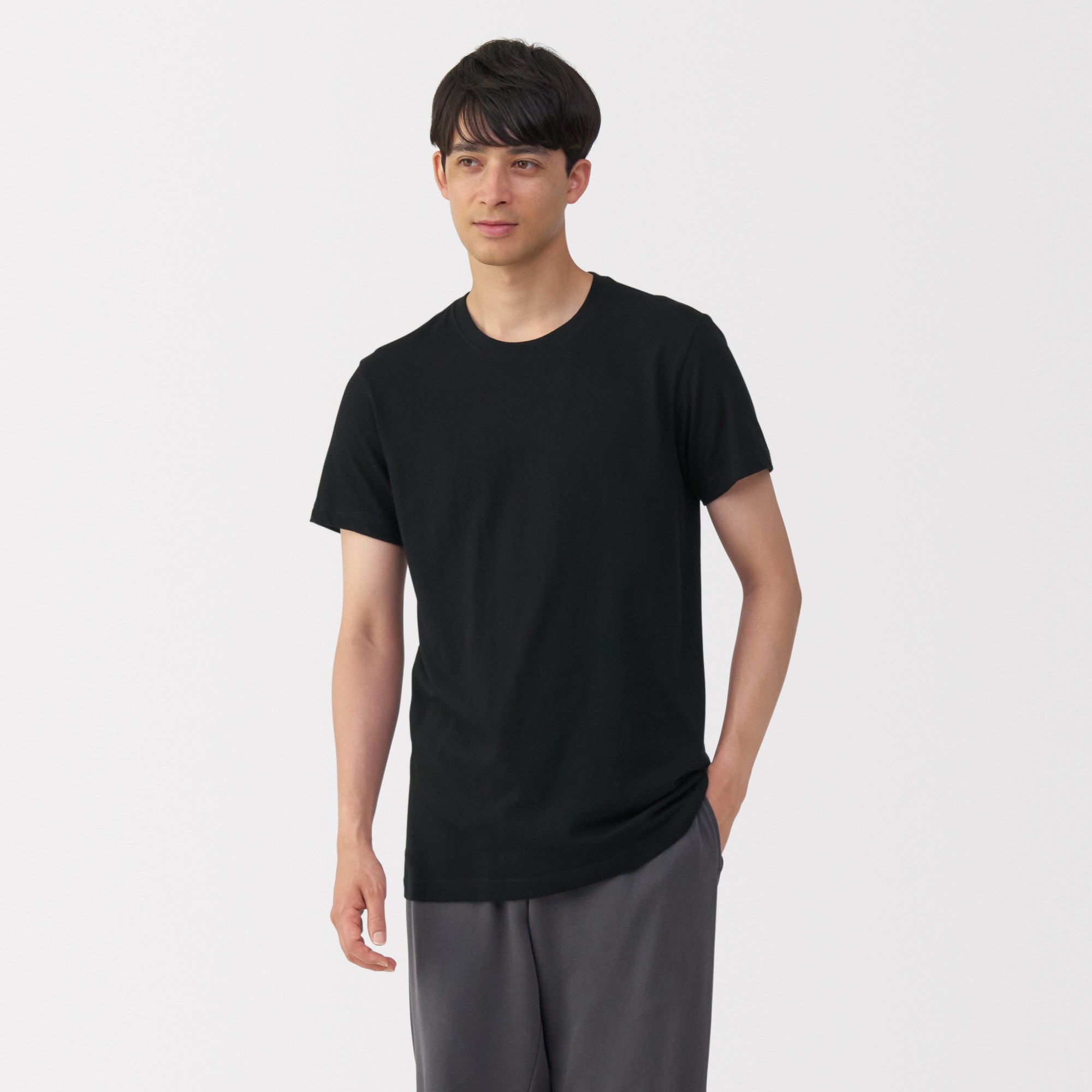 紳士　脇に縫い目のない　２枚組　クルーネック半袖Ｔシャツ