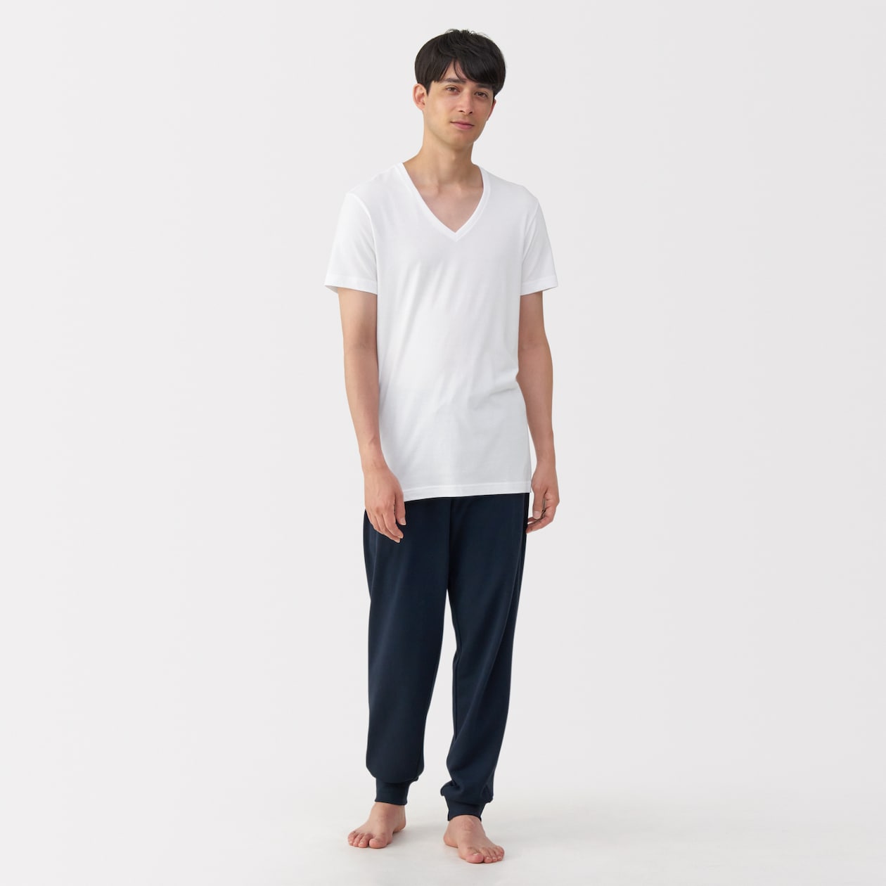 紳士　脇に縫い目のない　２枚組　Ｖネック半袖Ｔシャツ