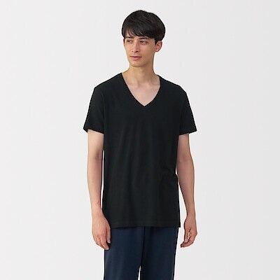 紳士　脇に縫い目のない　２枚組　Ｖネック半袖Ｔシャツ