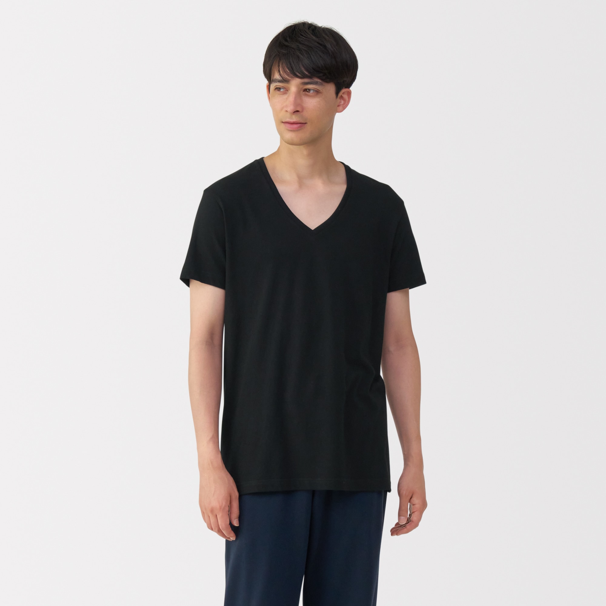 紳士 脇に縫い目のない 2枚組 Vネック半袖Tシャツ | 無印良品