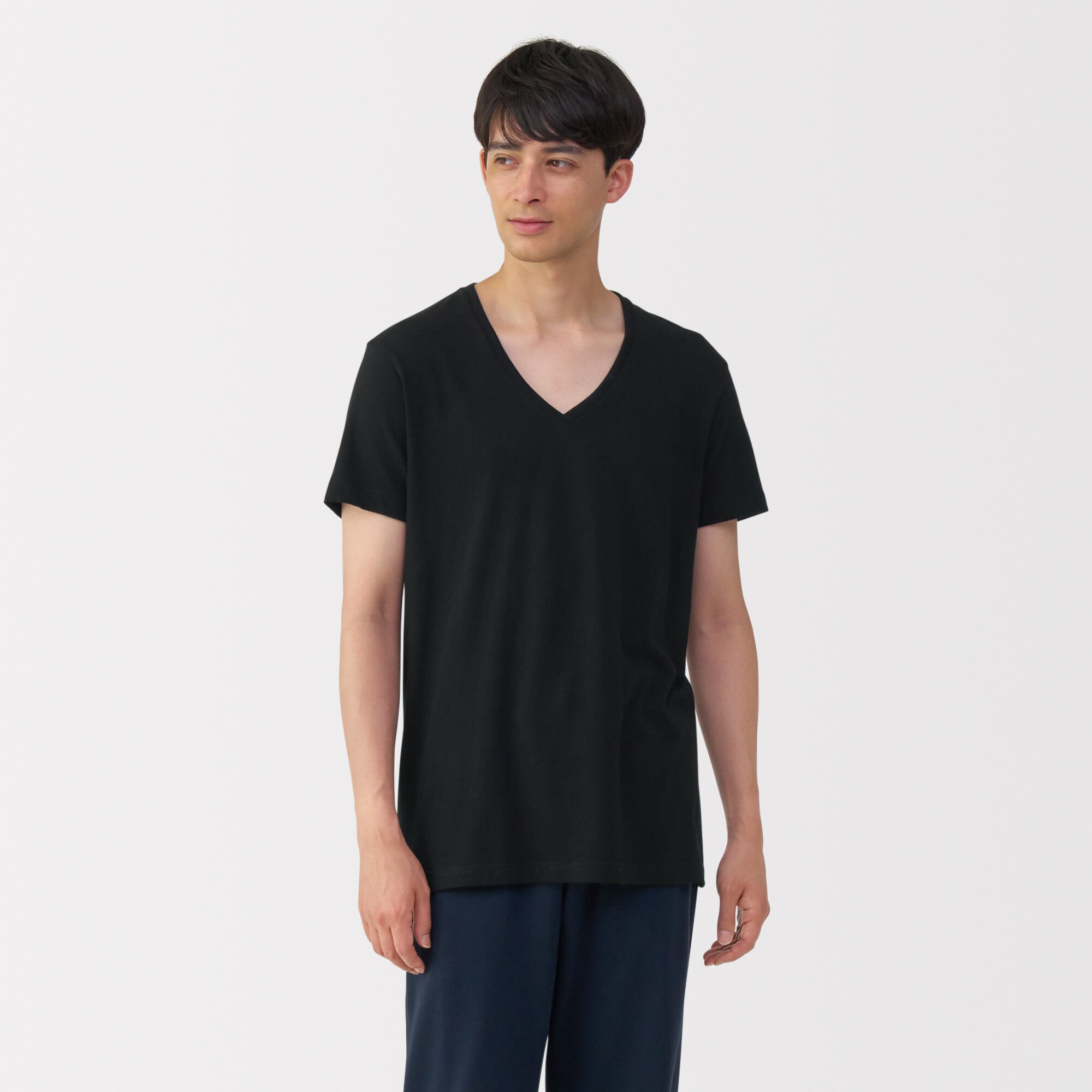 紳士　脇に縫い目のない　２枚組　Ｖネック半袖Ｔシャツ