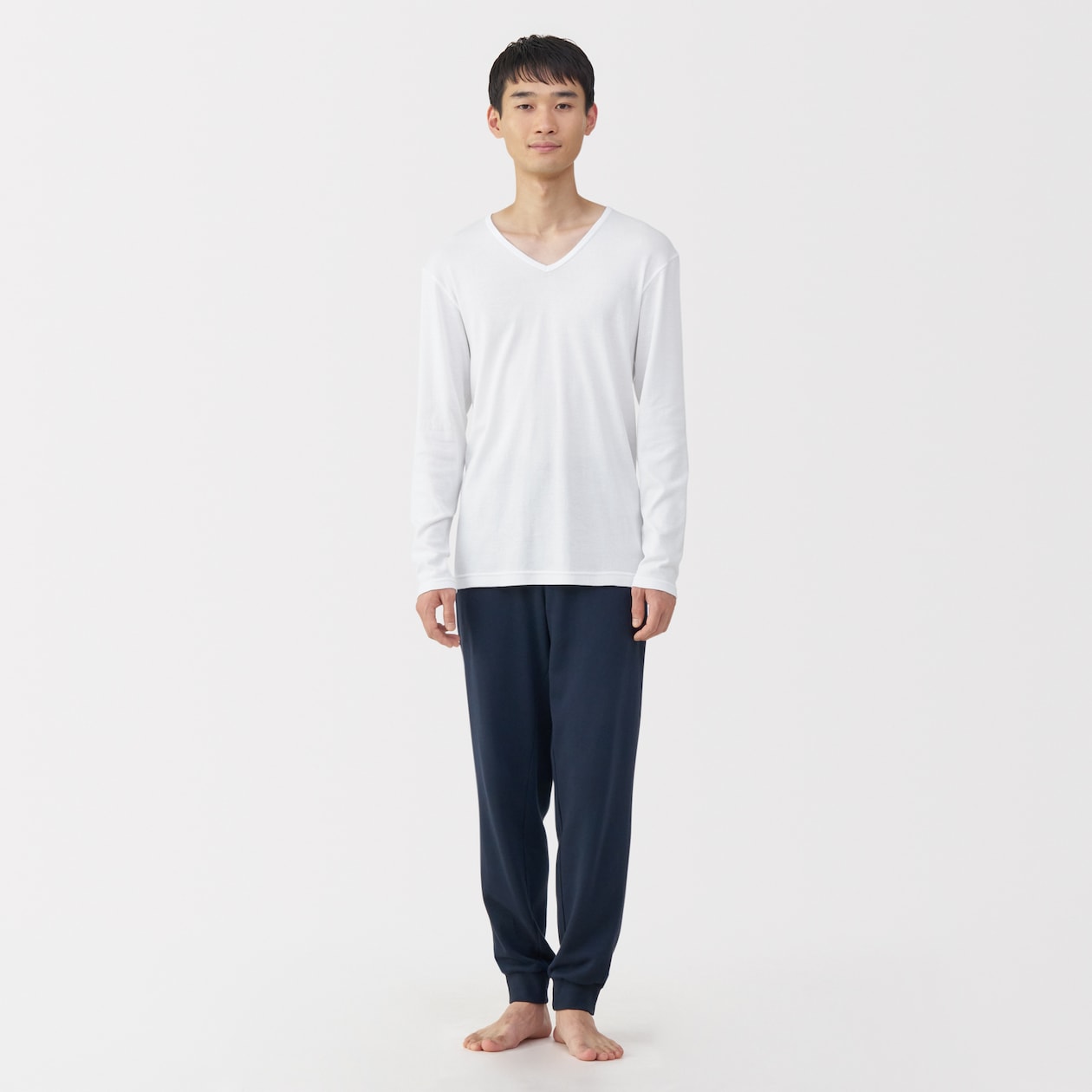 紳士　あったか綿　Ｖネック長袖Ｔシャツ