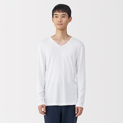 紳士　あったか綿　Ｖネック長袖Ｔシャツ