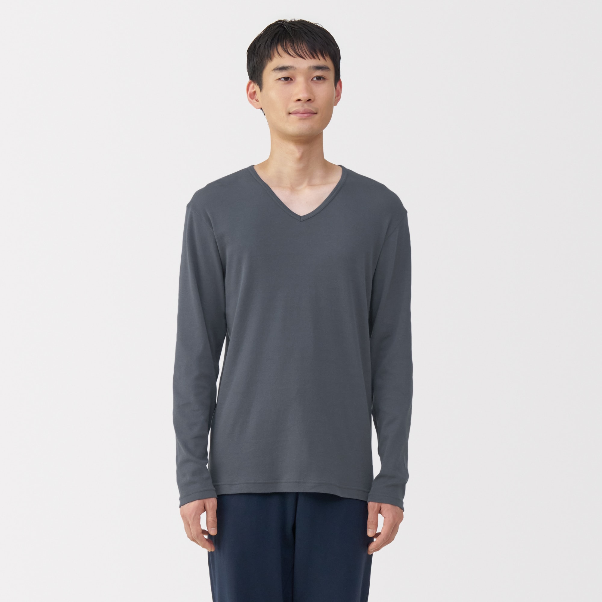 紳士　あったか綿　Ｖネック長袖Ｔシャツ