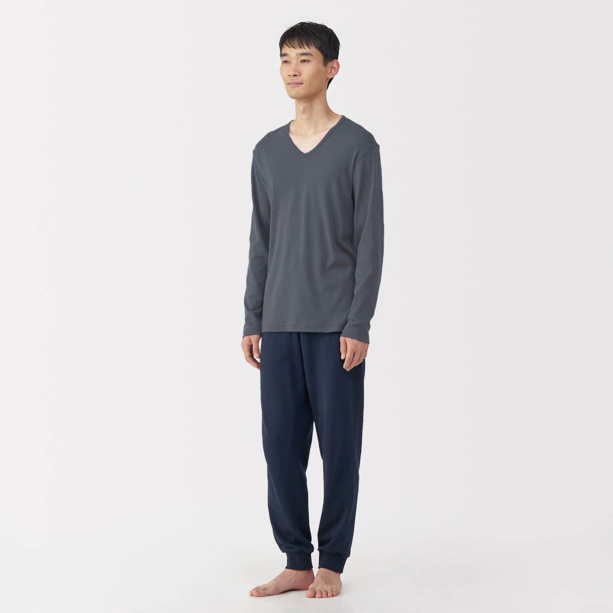 紳士　あったか綿　Ｖネック長袖Ｔシャツ