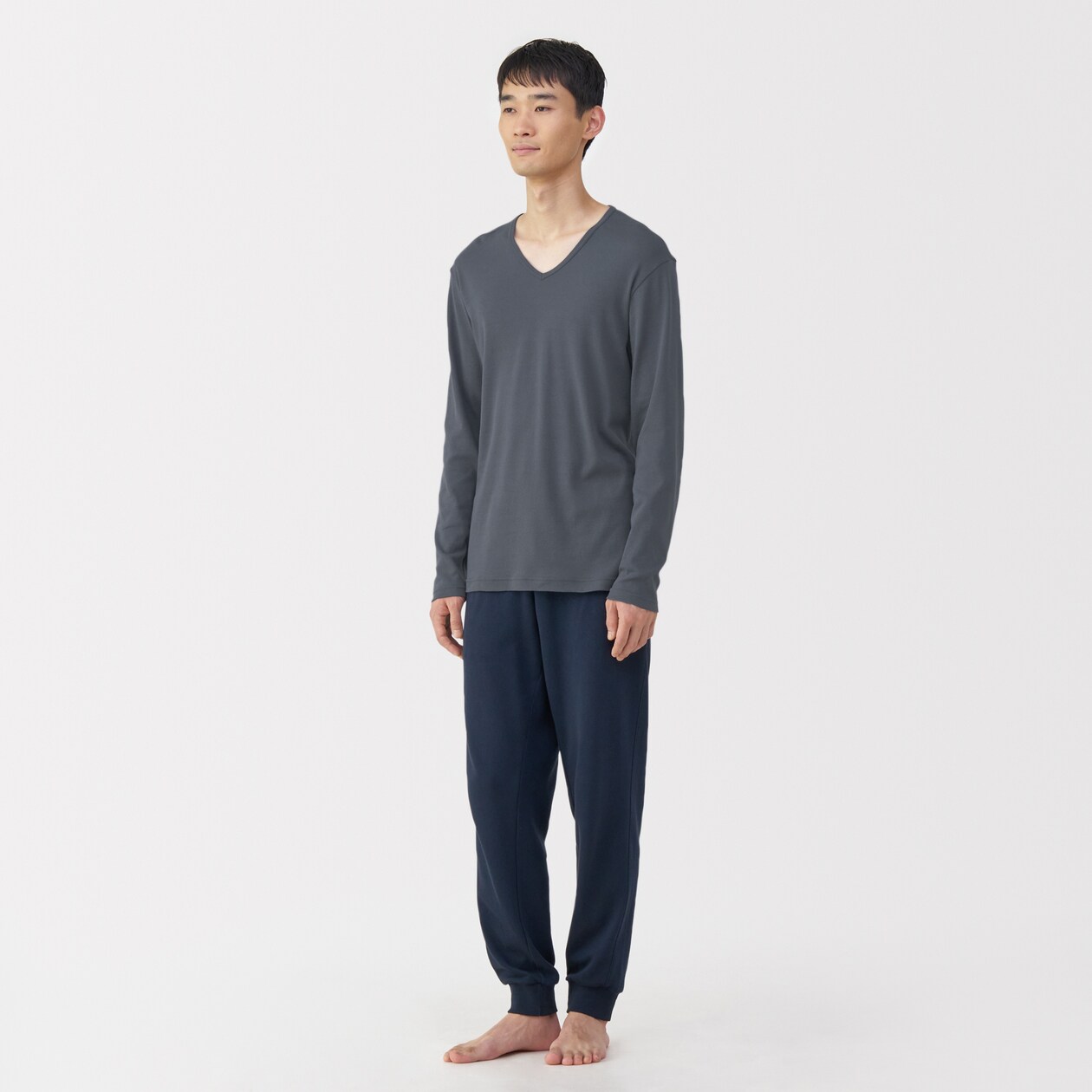 紳士　あったか綿　Ｖネック長袖Ｔシャツ
