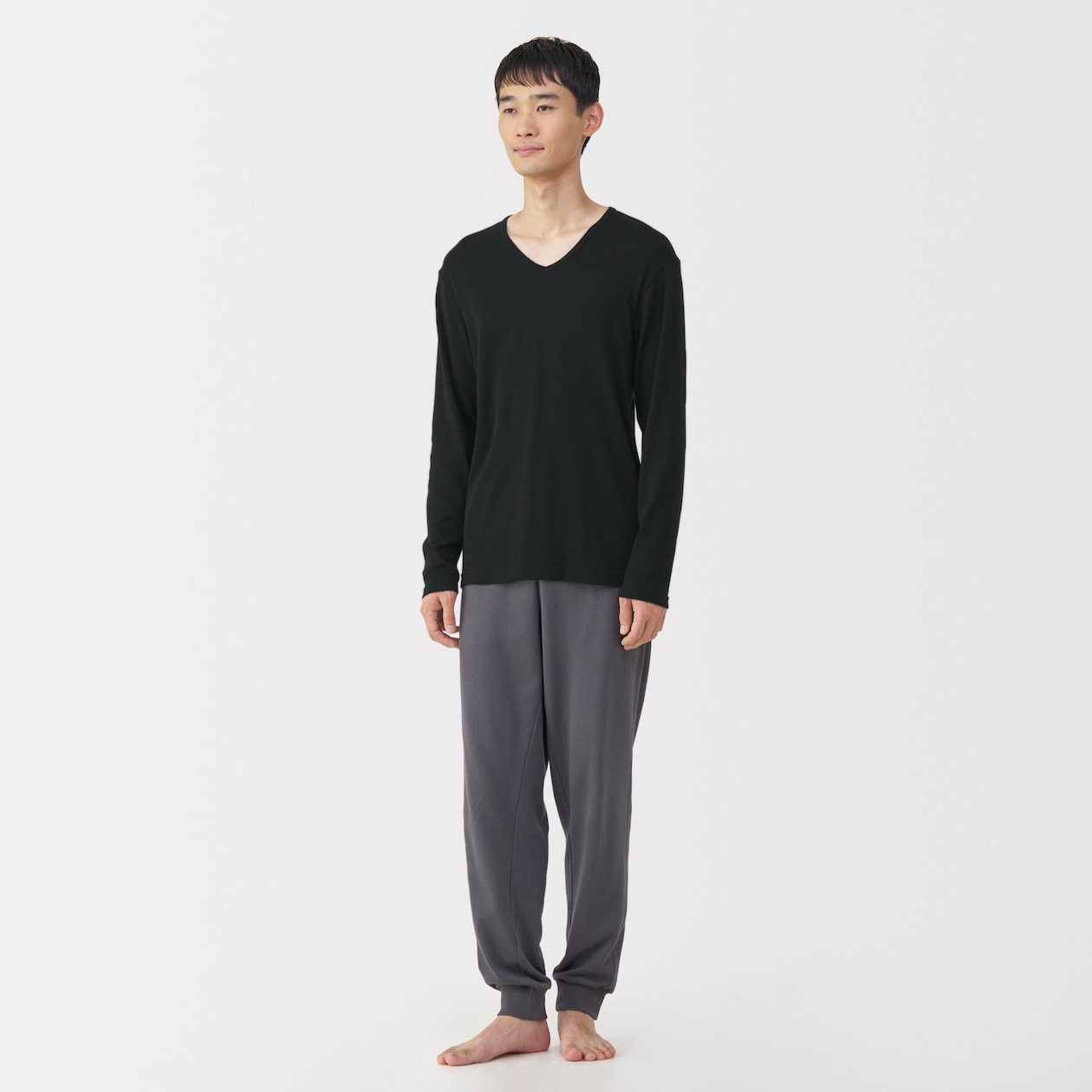 紳士　あったか綿　Ｖネック長袖Ｔシャツ