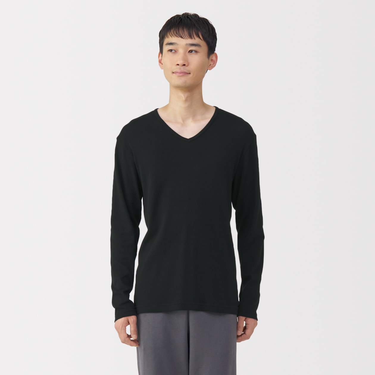 紳士　あったか綿　Ｖネック長袖Ｔシャツ