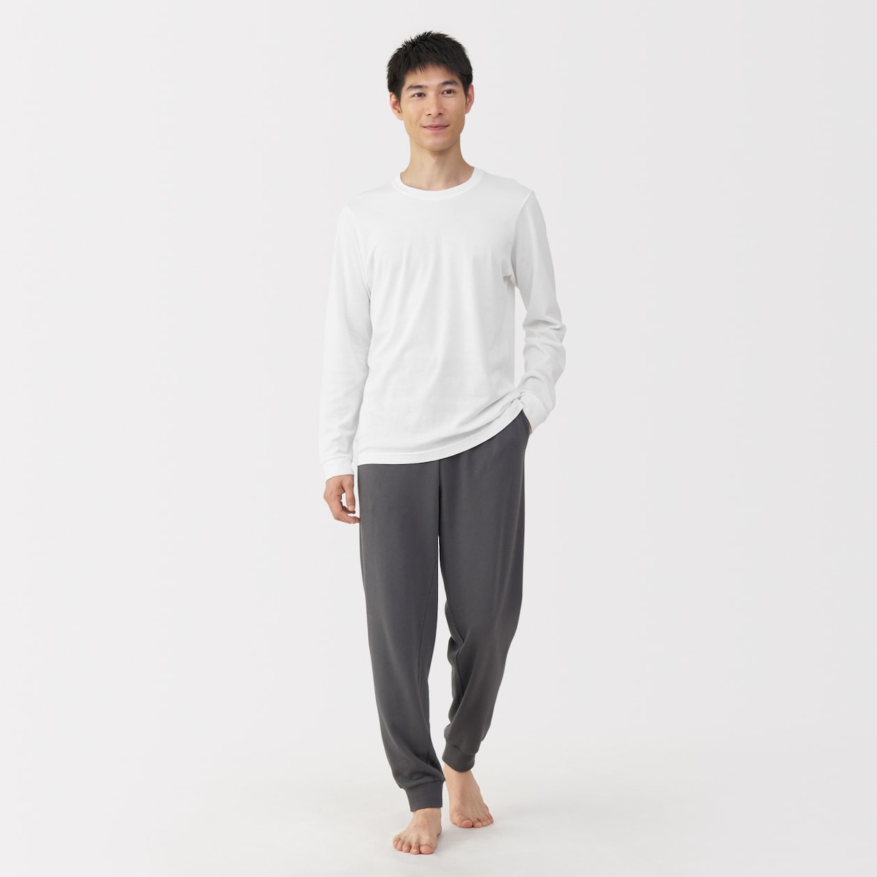 紳士　あったか綿　厚手　クルーネック長袖Ｔシャツ
