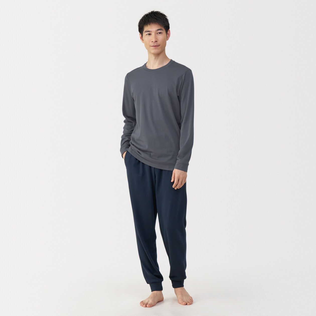 紳士　あったか綿　厚手　クルーネック長袖Ｔシャツ