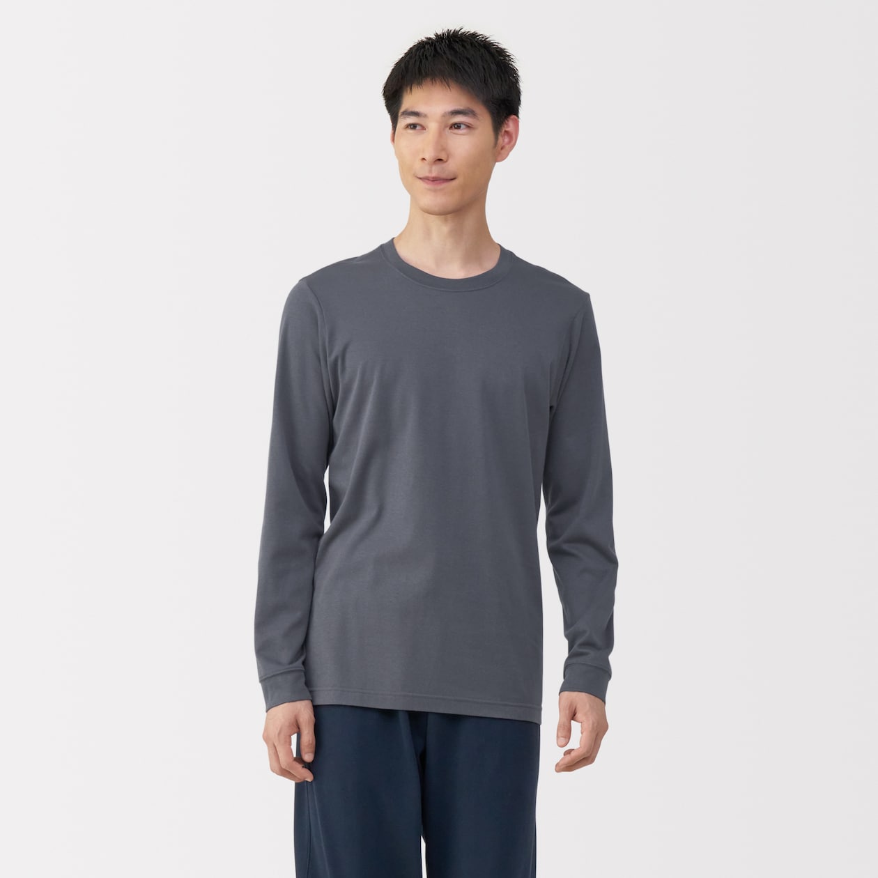 紳士　あったか綿　厚手　クルーネック長袖Ｔシャツ