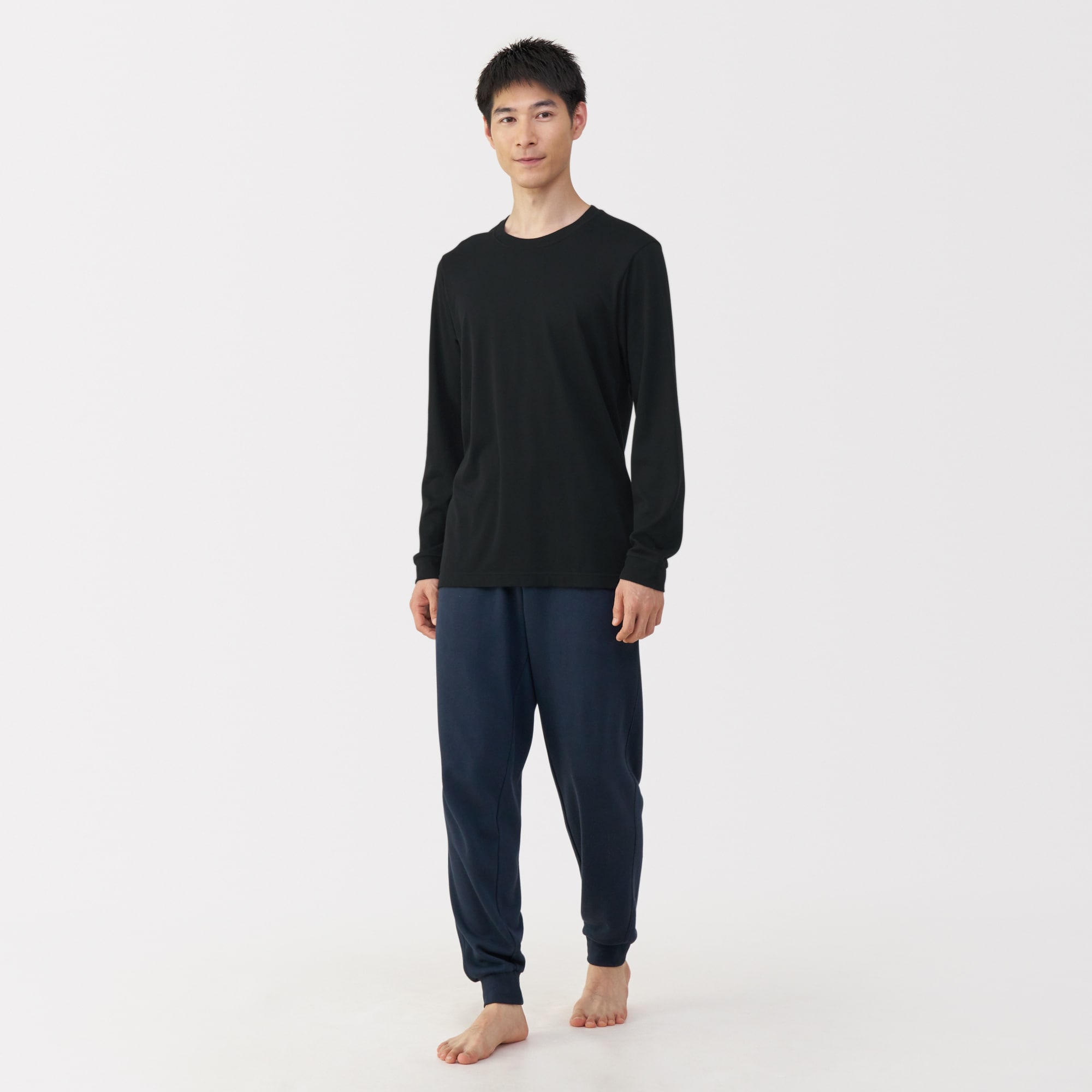 紳士　あったか綿　厚手　クルーネック長袖Ｔシャツ