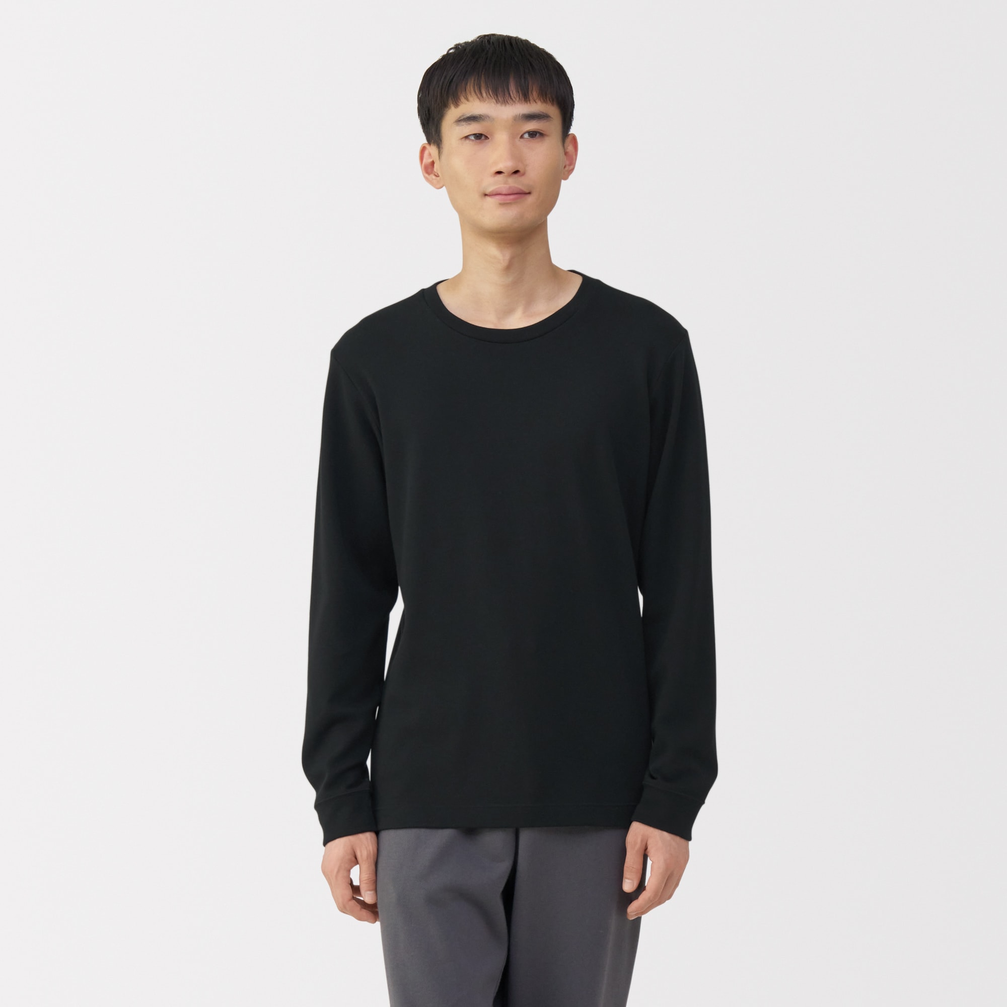 紳士　あったか綿　ウールクルーネック長袖Ｔシャツ