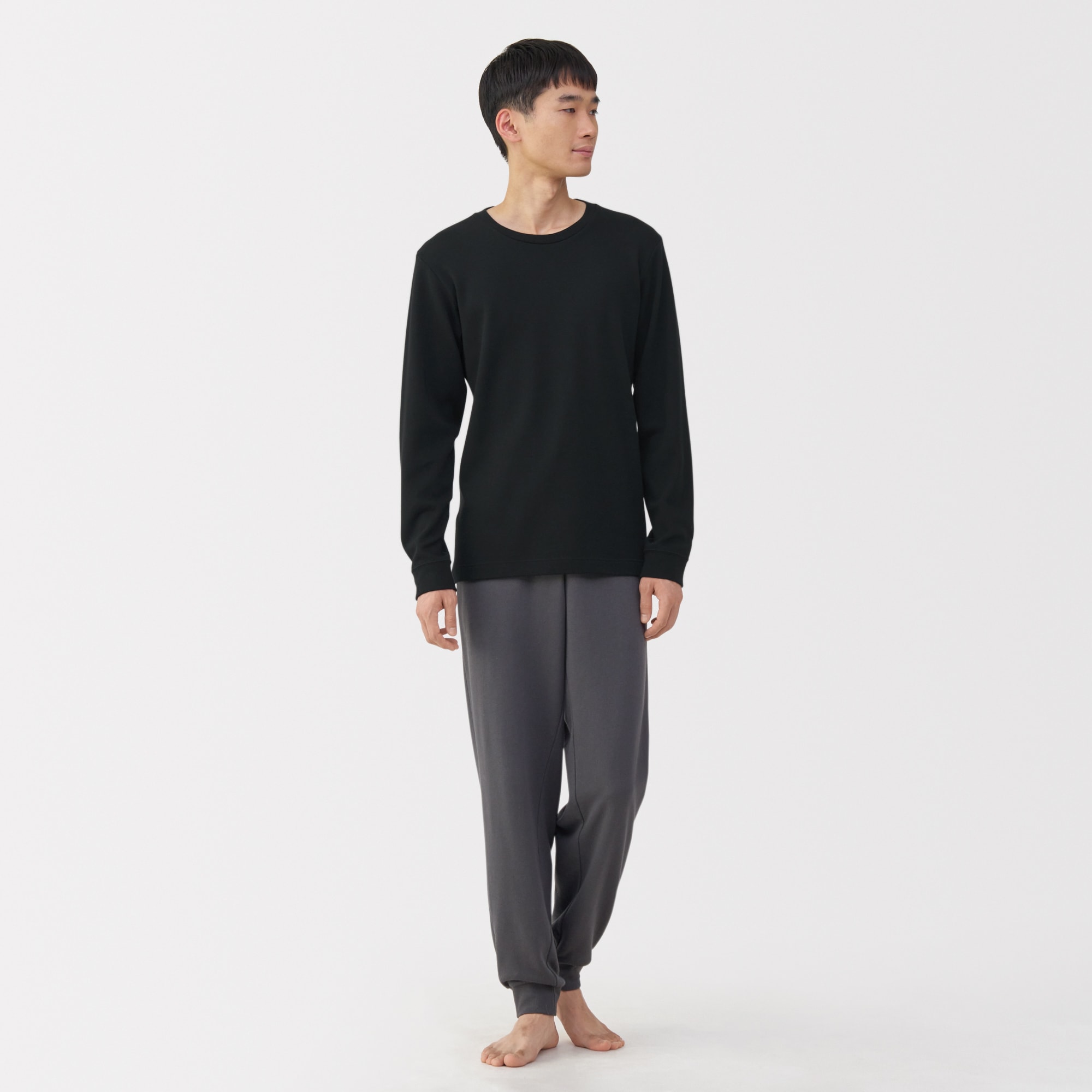 紳士　あったか綿　ウールクルーネック長袖Ｔシャツ