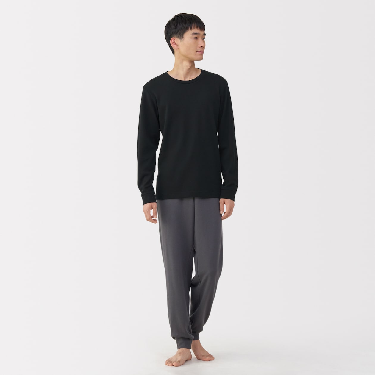 紳士　あったか綿　ウールクルーネック長袖Ｔシャツ