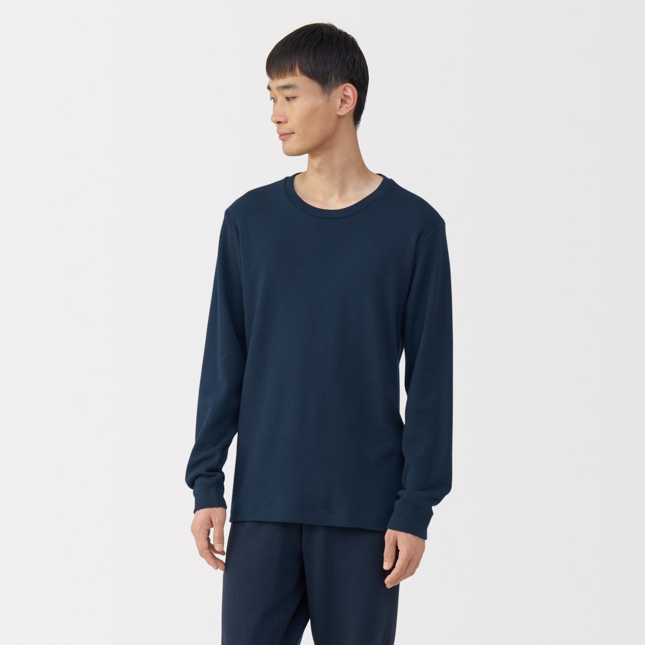 紳士　あったか綿　ウールクルーネック長袖Ｔシャツ