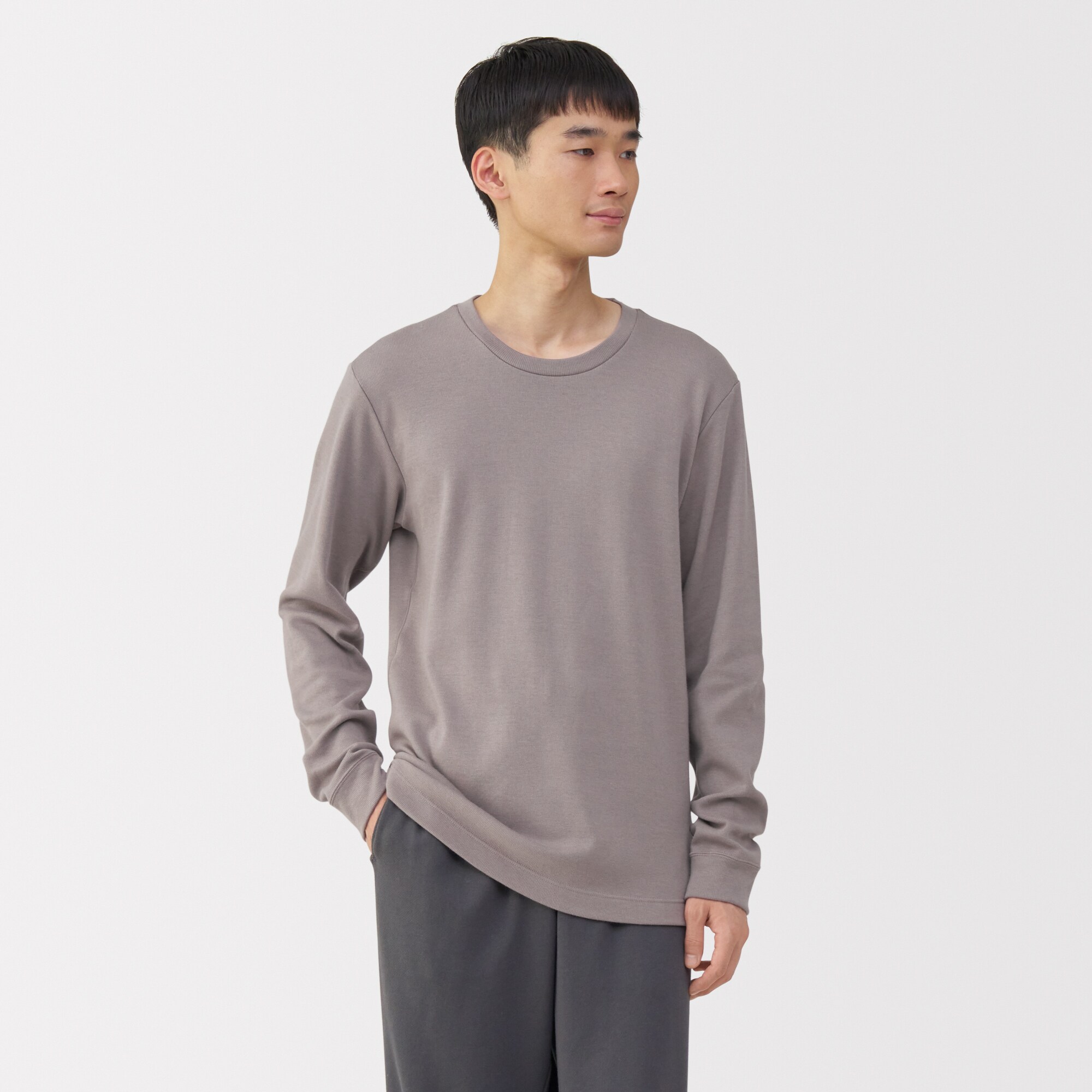 紳士　あったか綿　ウールクルーネック長袖Ｔシャツ