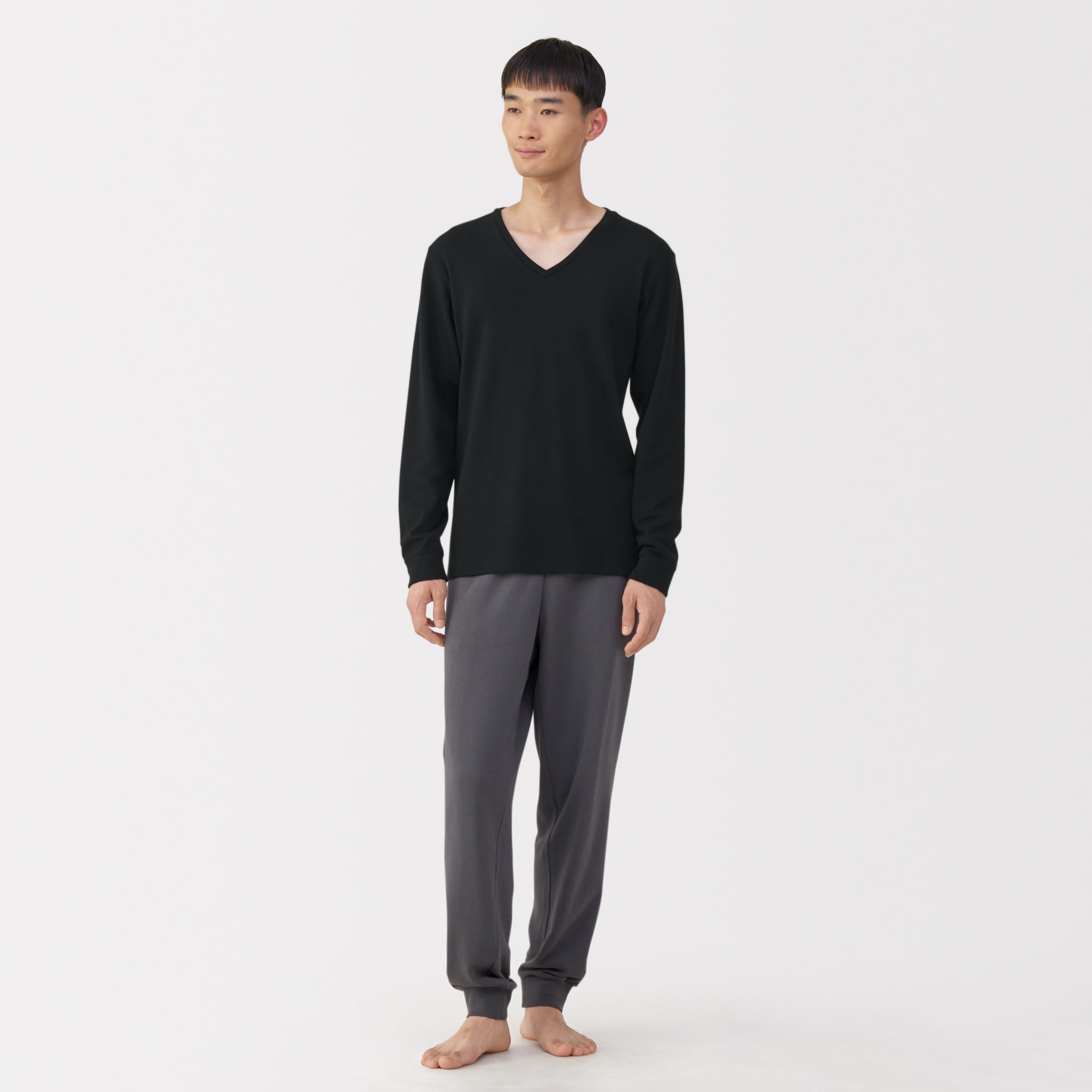 紳士 あったか綿 ウールVネック長袖Tシャツ | 無印良品