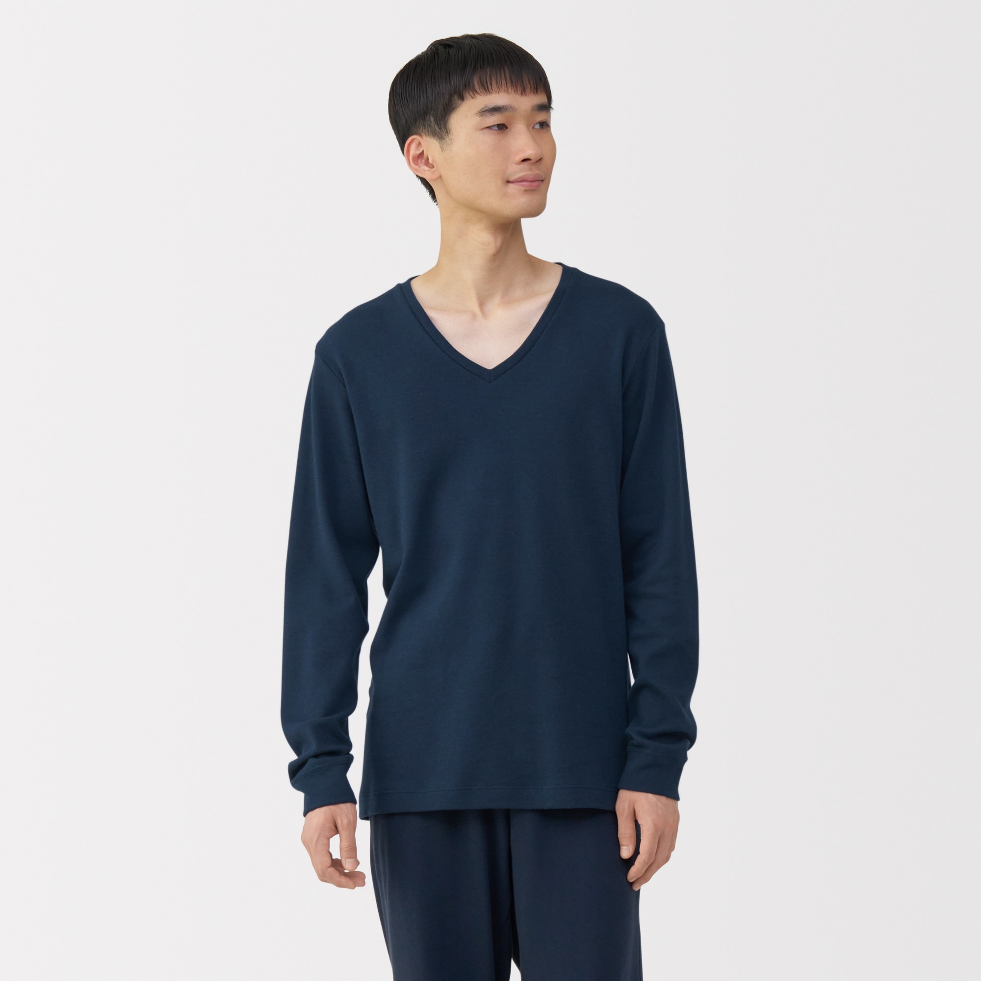 紳士　あったか綿　ウールＶネック長袖Ｔシャツ