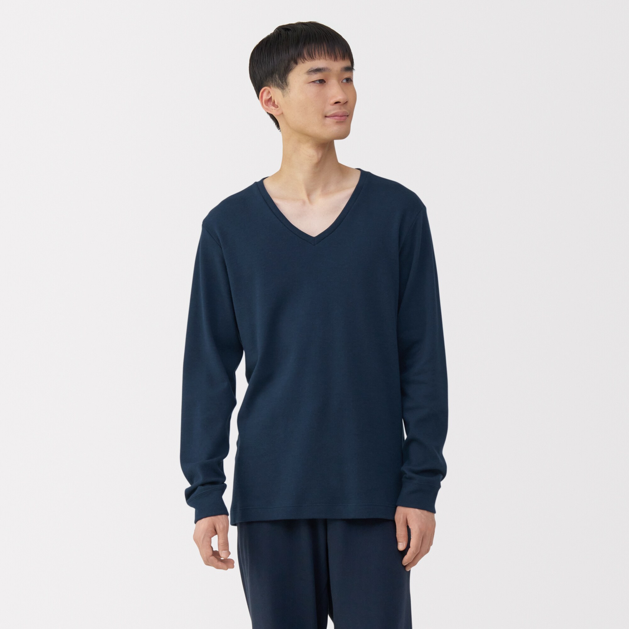 紳士　あったか綿　ウールＶネック長袖Ｔシャツ