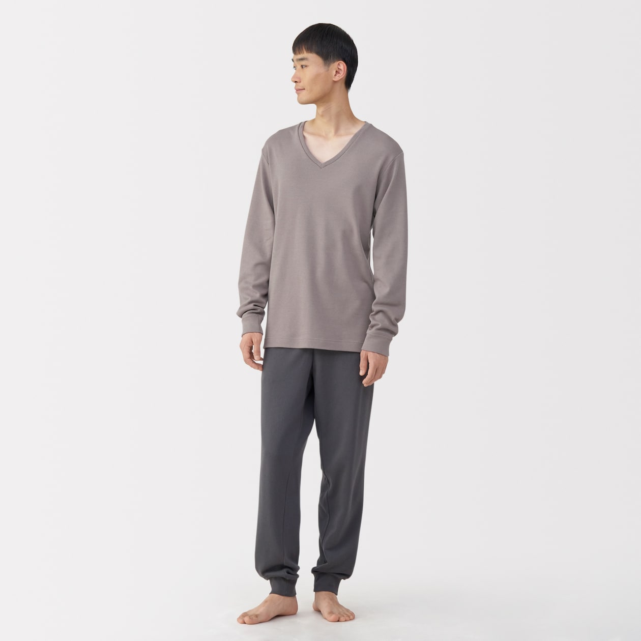 紳士　あったか綿　ウールＶネック長袖Ｔシャツ